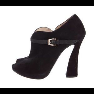 Giorgio Armani peep toe high heeled booties